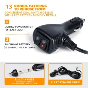 Çakar lamba 70cm 12-30v vantuzlu 24 ledli kırmızı-mavi / LAPA541 thumb 3
