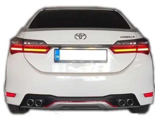 Toyota Corolla Uyumlu Difüzör Egsoz Görünümlü Kırmızı Şeridli Parça