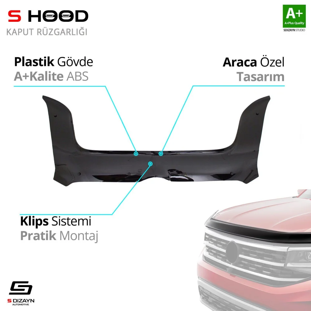 S-Dizayn Opel Uyumlu Combo ABS Plastik Kaput Rüzgarlığı 2011-2017 A+Kalite Parça