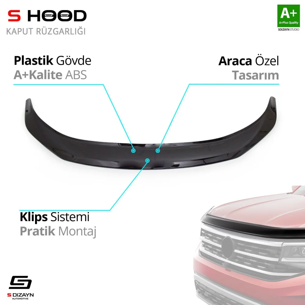 S-Dizayn Nissan Uyumlu Navara ABS Plastik Kaput Rüzgarlığı 2014 Üzeri A+Kalite Parça