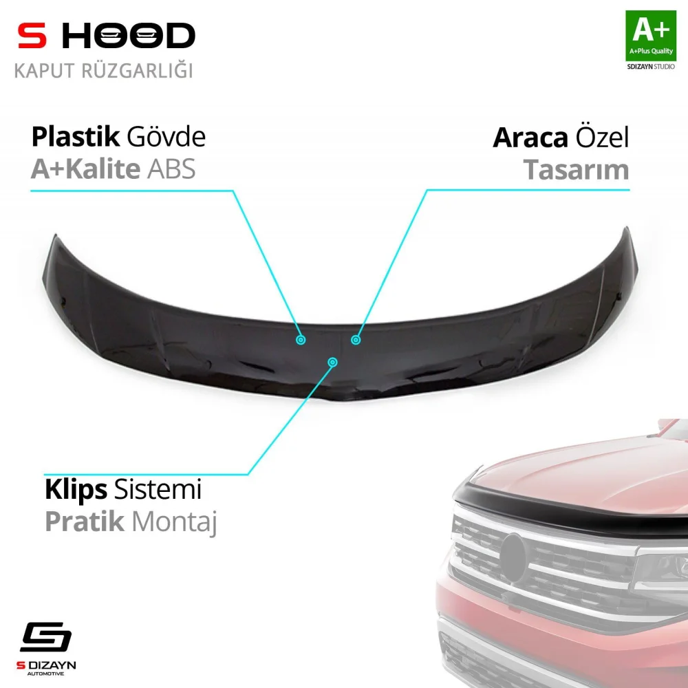 S-Dizayn Mitsubishi Uyumlu L200 ABS Plastik Kaput Rüzgarlığı 2015-2019 A+Kalite Parça