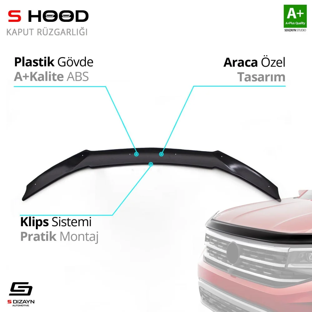 S-Dizayn Mercedes Uyumlu Sprinter ABS Plastik Kaput Rüzgarlığı 2019 Üzeri A+Kalite Parça