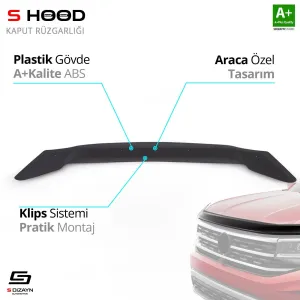 S-Dizayn Kia Uyumlu Ceed ABS Plastik Kaput Rüzgarlığı 2012-2018 A+Kalite ParçaDRS Tuning kalitesiyle tanışın! Özel olarak Kia  model araçlar için üretilen bu ür