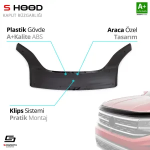 S-Dizayn Fiat Uyumlu Fiorino Abs Plastik Kaput Rüzgarlığı 2007 Üzeri A+Kalite Parça