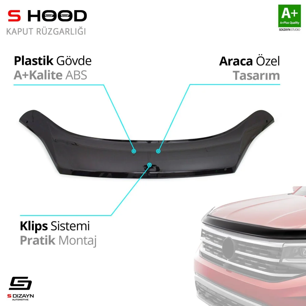 S-Dizayn Fiat Uyumlu Ducato ABS Plastik Kaput Rüzgarlığı 2014 Üzeri A+Kalite Parça