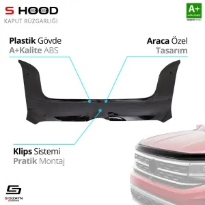 S-Dizayn Fiat Uyumlu Doblo Abs Plastik Kaput Rüzgarlığı 2010-2014 A+Kalite Parça