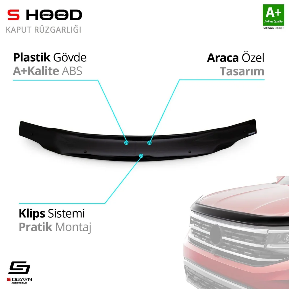 S-Dizayn Dacia Uyumlu Logan Mcv ABS Plastik Kaput Rüzgarlığı 2006-2012 A+Kalite Parça