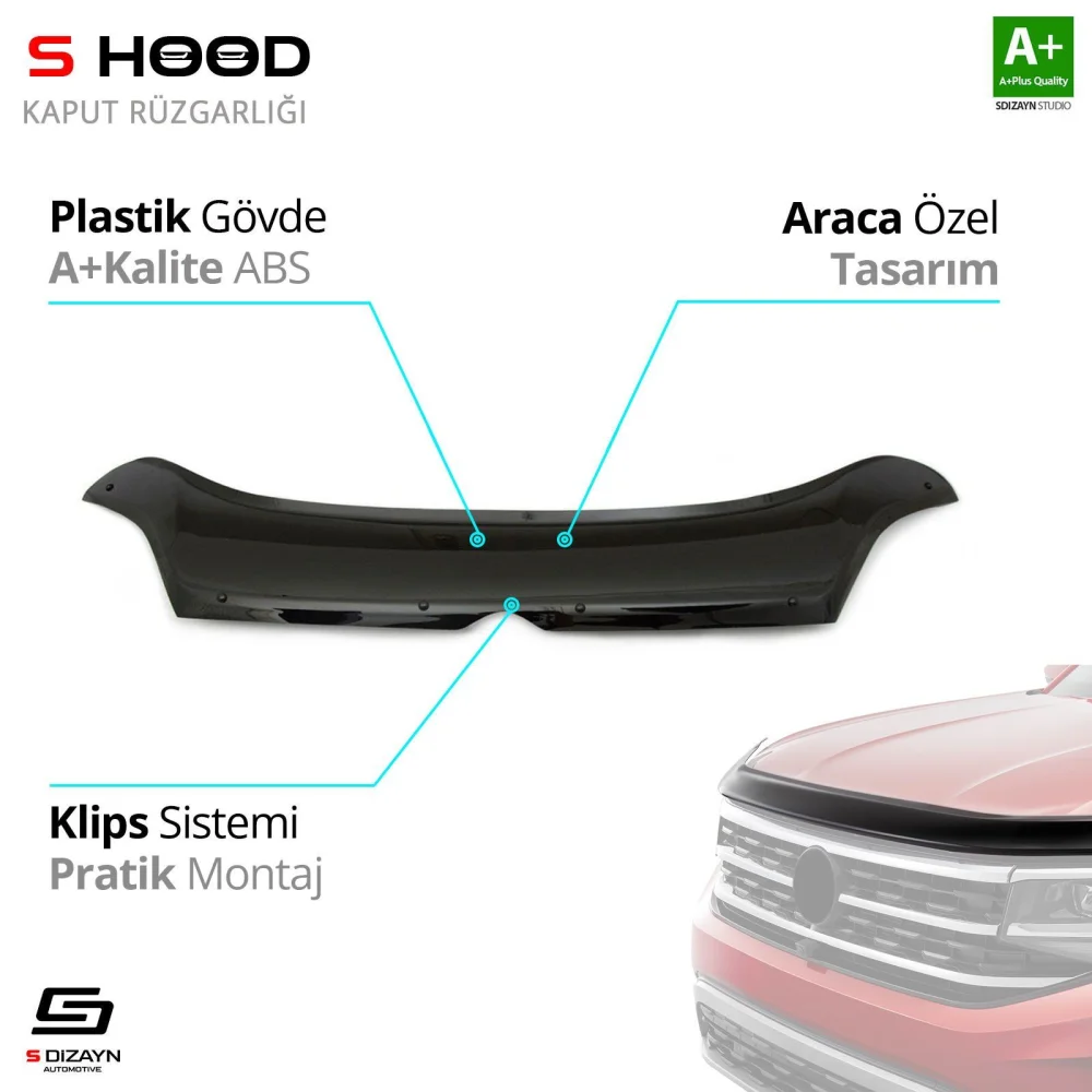 S-Dizayn Citroen Uyumlu Relay ABS Plastik Kaput Rüzgarlığı 2014 Üzeri A+Kalite Parça