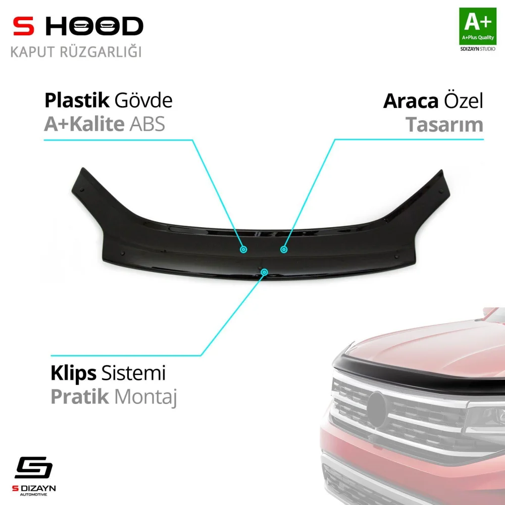 S-Dizayn Citroen Uyumlu Berlingo ABS Plastik Kaput Rüzgarlığı 2005-2010 A+Kalite Parça