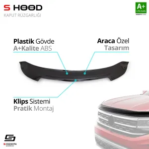 S-Dizayn Chevrolet Uyumlu Cruze ABS Plastik Kaput Rüzgarlığı 2008-2016 A+Kalite ParçaDRS Tuning kalitesiyle tanışın! Özel olarak Chevrolet  model araçlar için ü