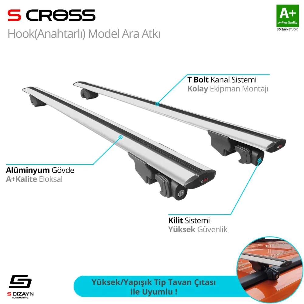 Suzuki Sx4 Uyumlu S-Cross 2013-2020 Hook Anahtarlı Model Gri Ara Atkı A+ Kalite Parça