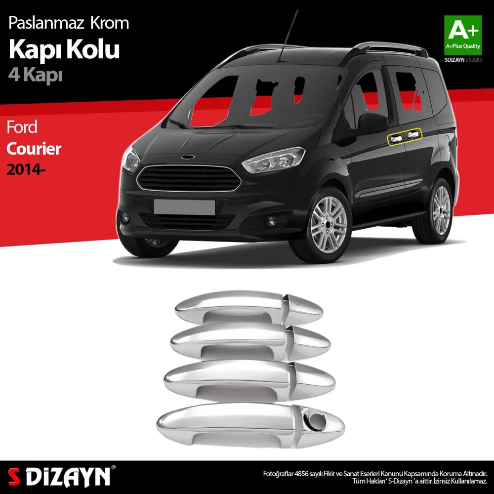 Ford Courier Uyumlu Krom Kapı Kolu 4 Kapı 2014 Üzeri Parça