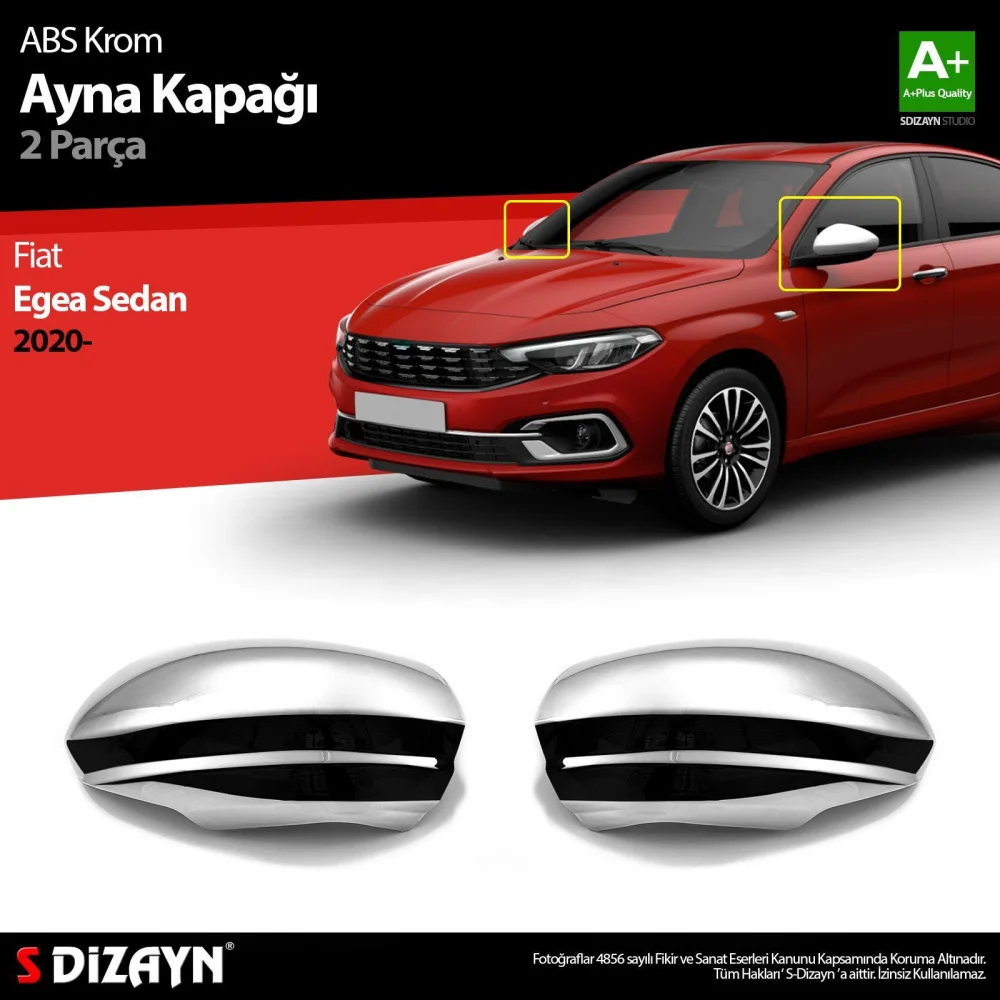 Fiat Egea Uyumlu Sedan ABS Krom Ayna Kapağı 2 Parça. 2020 Üzeri Parça