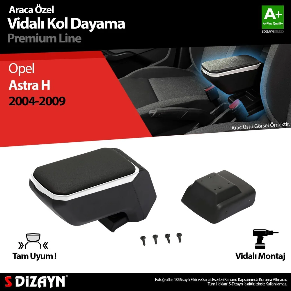 Opel Astra Uyumlu H ABS Vidalı Kol Dayama Kolçak Gri 2004-2009 A+Kalite Parça