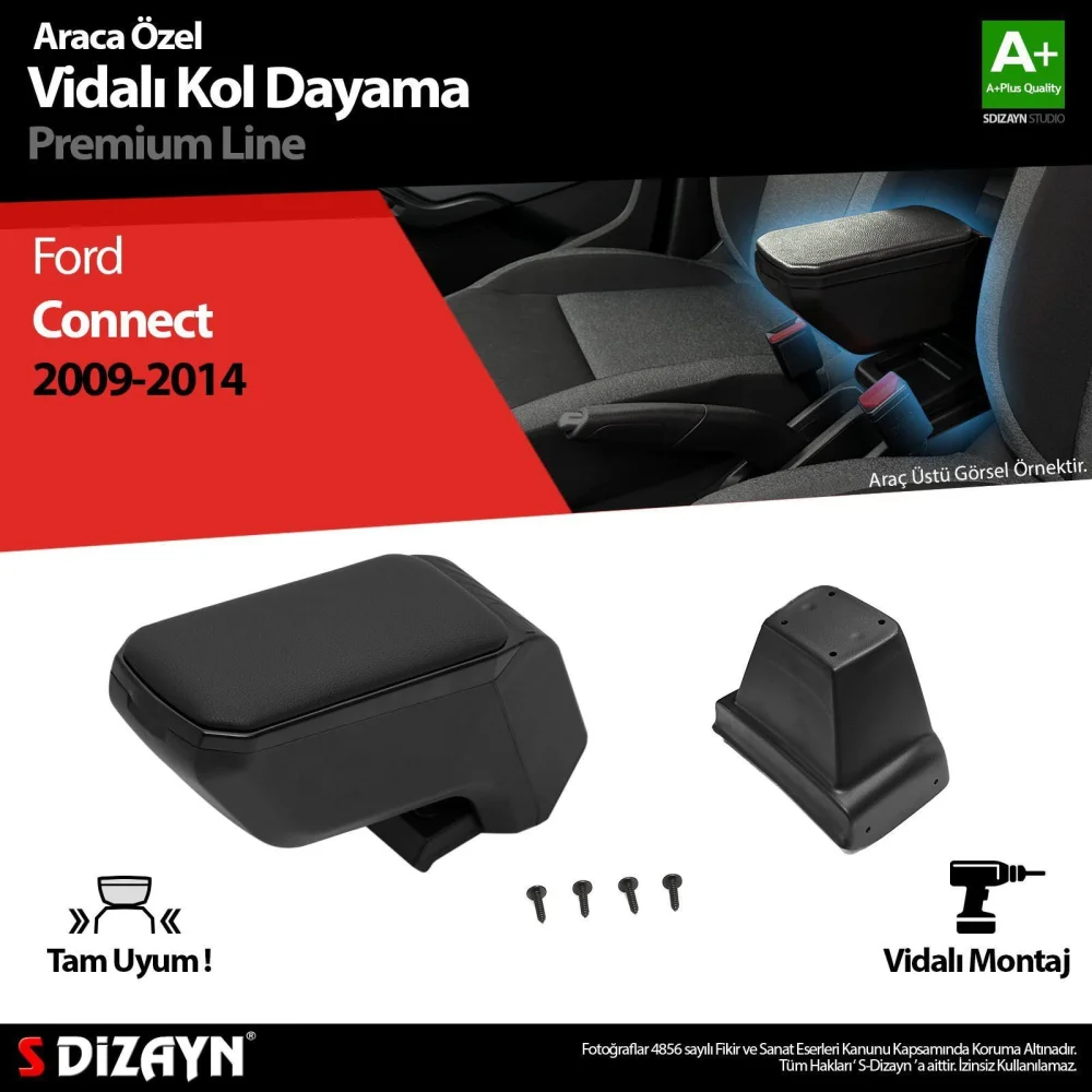Ford Connect Uyumlu Kol Dayama Kolçak ABS Vidalı Siyah 2009-2014 A+Kalite Parça