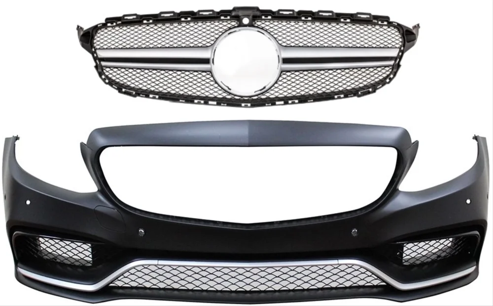 W205 C Uyumlu Serisi İçin C63 Görünüm Ön Tampon Panjur (Silver Trim) Parça