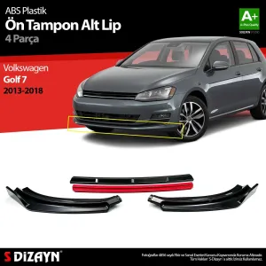 Volkswagen Golf 2012-2020 (Mk7) uyumlu 7 ABS Plastik Ön Tampon Alt Lip Kırmızı Ekli 4 Parça. 2013-2018 A+Kalite Parça modelleri DRS Tuning'de. Kaliteli