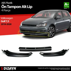 Volkswagen Golf 2012-2020 (Mk7) uyumlu 7,5 ABS Plastik Ön Tampon Alt Lip Siyah Ekli 4 Parça. 2018-2020 A+Kalite Parça modelleri DRS Tuning'de. Kaliteli