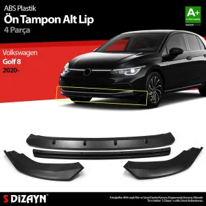 Volkswagen Golf 2019-Günümüz (Mk8) uyumlu 8 ABS Plastik Ön Tampon Alt Lip Siyah Ekli 4 Parça. 2020 Üzeri A+Kalite Parça modelleri DRS Tuning'de. Kaliteli