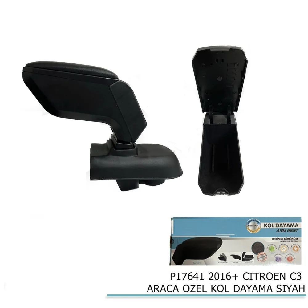 Citroen C3 Uyumlu Araca Özel Kol Dayama Kolçak Siyah Parça