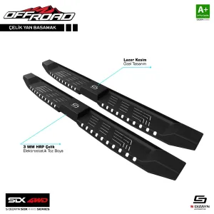 SDX 4WD Off Road Isuzu D-Max 2 Çelik Yan Basamak 205 Cm V2 2012-2019 A+ Kalite