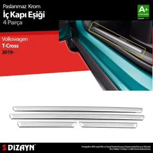 S-Dizayn VW T-Cross Krom İç Kapı Eşiği 4 Prç. 2019 ÜzeriAraca &Ouml;zel Krom Aksesuar&Uuml;r&uuml;n &Ouml;zellikleri:Krom &uuml;r&uuml;nler ara&ccedil; &uuml;ze