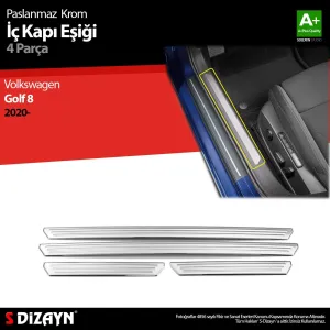 S-Dizayn VW Golf 8 HB Krom İç Kapı Eşiği 4 Prç. 2020-2024Araca &Ouml;zel Krom Aksesuar&Uuml;r&uuml;n &Ouml;zellikleri:Krom &uuml;r&uuml;nler ara&ccedil; &uuml;z
