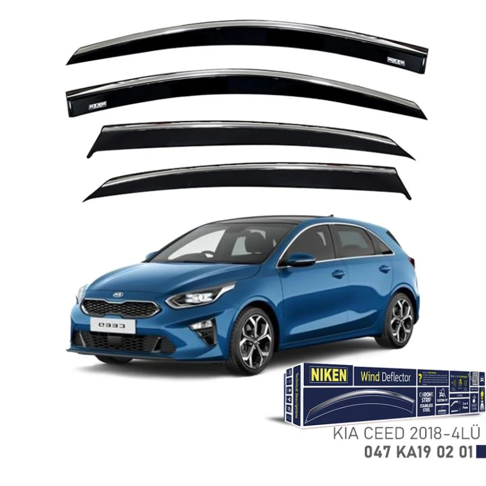 Niken Kia Uyumlu Ceed -2018 Kromlu Cam Rüzgarlığı 4Lü Parça