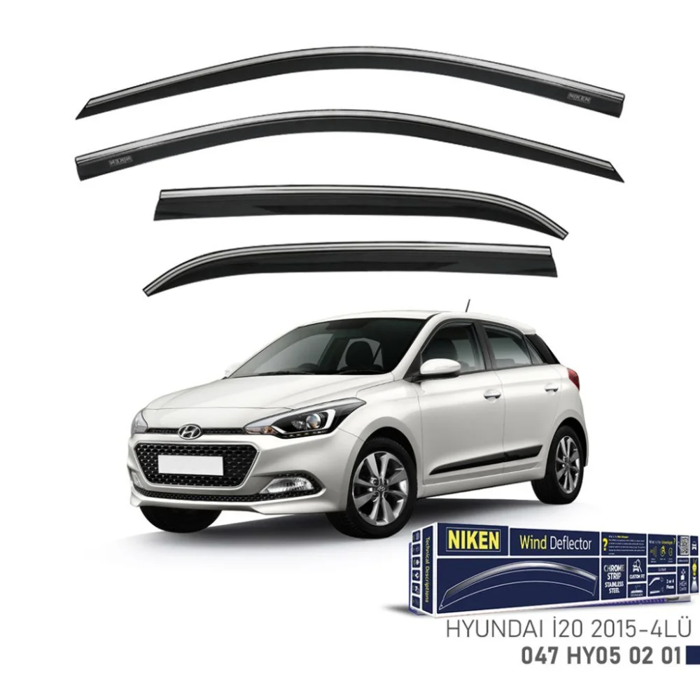Niken Hyundai Uyumlu İ20 -2015 Kromlu Cam Rüzgarlığı 4Lü Parça