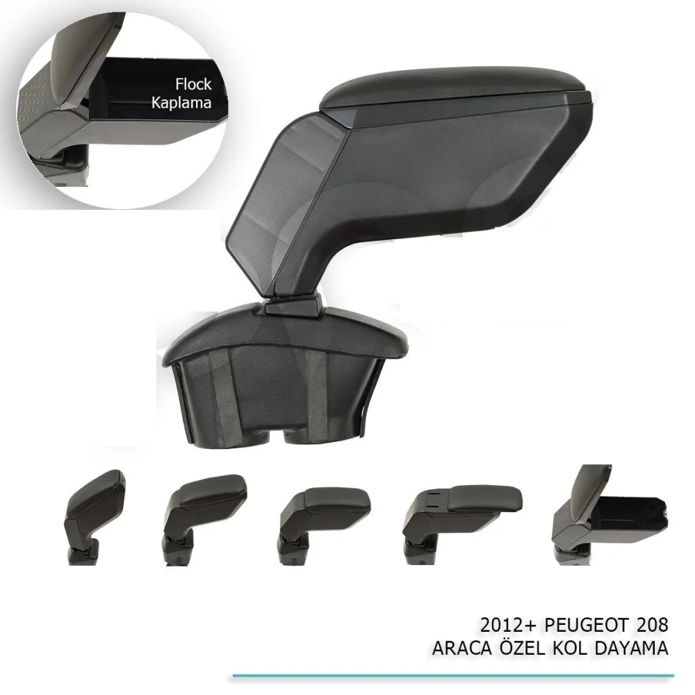 Peugeot 208 Uyumlu Araca Özel Kol Dayama Siyah 2012+ Parça