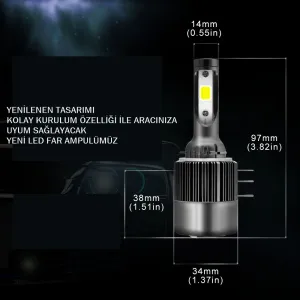 Led Far Ampulü 3570 Chip 72W 11.000Lm Canbus 12-24V / Laam560-3 thumb 2