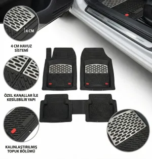 Safir Hyundai Uyumlu I10 Havuzlu Universal Paspas Krom Karbon Parça thumb 3
