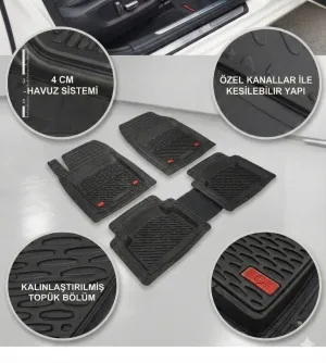 Safir Volkswagen Uyumlu Golf 4 Havuzlu Universal Paspas Krom Siyah Parça thumb 3