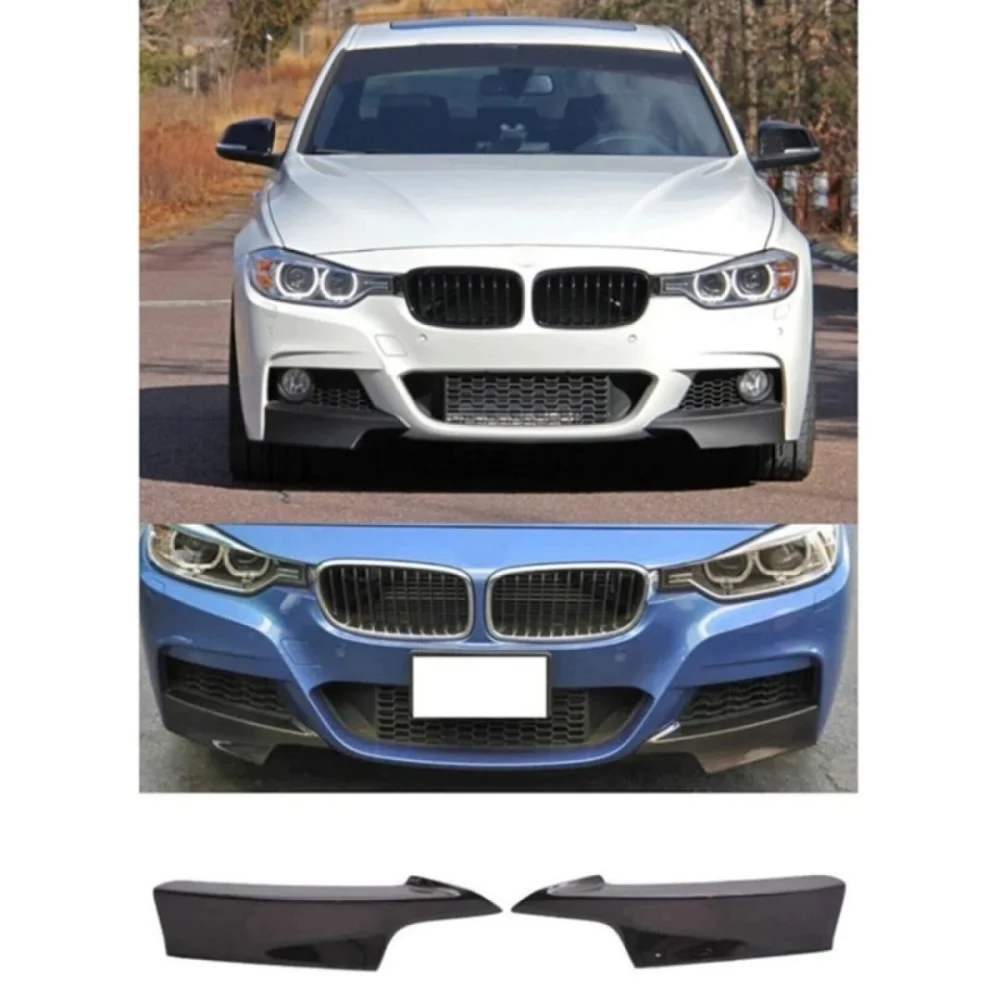 Bmw 3 Uyumlu Serisi F30 2012-2018 Ön Tampon Flap Takımı - Piano Black