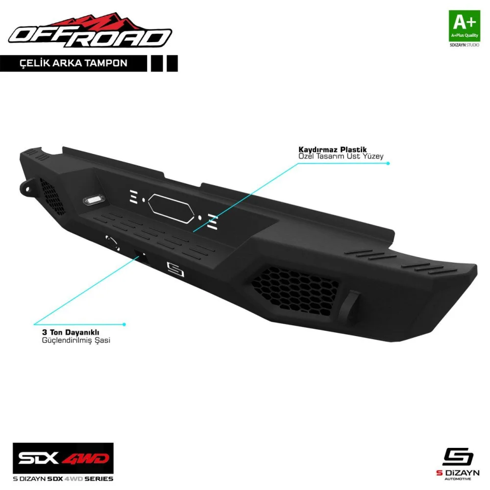 Sedan 4Wd Uyumlu Off Road Nissan Navara 2 Çelik Arka Tampon V1 Izgaralı 2005-2015