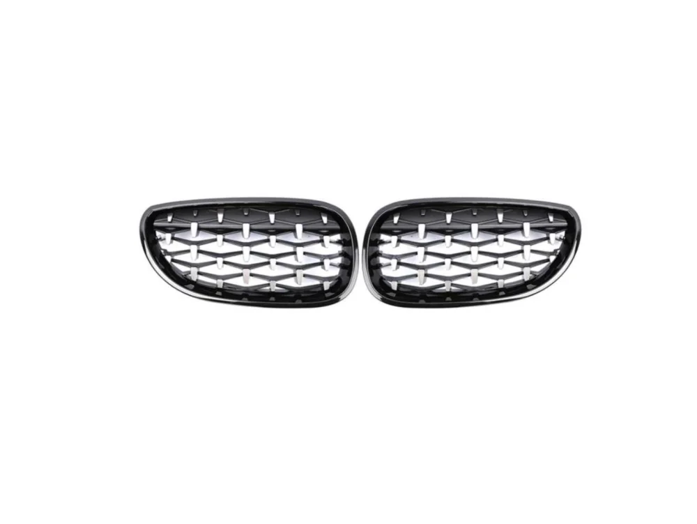 Bmw 5 Uyumlu Serisi E60 2004-2009 Diamond Panjur(Böbrek) Piano Black Çerçeve