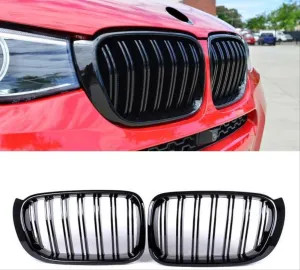 Bmw X3 Uyumlu Serisi (F25) 2014-2018 M Böbrek (Çift Çizgi Panjur) Piano Black thumb 3