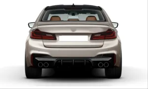 Bmw 5 Uyumlu Serisi G30 M5 Difüzör Ve M5 Egzoz Seti (Parlak Siyah Difüzör Ve Siyah thumb 2