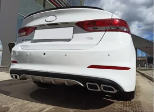 Hyundai Elantra Uyumlu 2016-2018 4 Egzoz Silver Difüzör thumb 3
