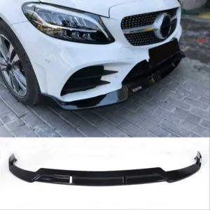 Mercedes W205 Uyumlu 2019+ C Serisi Ön Lıp Custom - Piano Black (Parlak Siyah) thumb 2