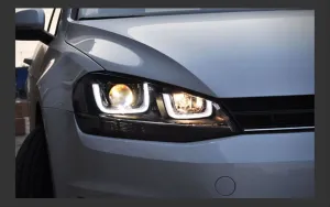 Volkswagen Golf Uyumlu 7 U LED Far Silver Haraketli Sinyal -(Uzun Kısa LED Aydınlatmalar Farın İçinde) thumb 2