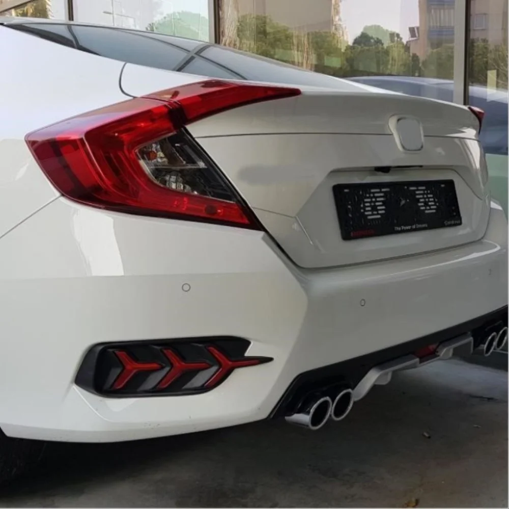 Honda Civic Uyumlu Fc5 2016-2020 Difüzör 4 Egzozlu Silver
