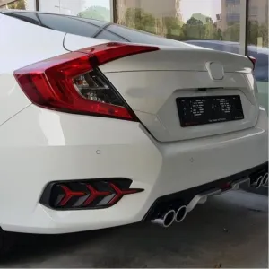 Honda Civic Uyumlu Fc5 2016-2020 Difüzör 4 Egzozlu Silver thumb 1