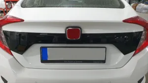 Honda Civic Uyumlu Fc5 2016-2020 Bagaj Kapağı Plaka Üst Kaplaması Piano Black thumb 4
