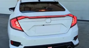 Honda Civic Uyumlu Fc5 2016-2021 Hareketli Sinyalli LED Stop Ve Spoiler Takımı Kırmızı thumb 2