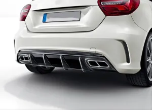 Mercedes W176 Uyumlu 42339 A45 Difüzör & Egzoz Seti (Parlak Siyah) - Silver Egzoz İle (Amg thumb 4