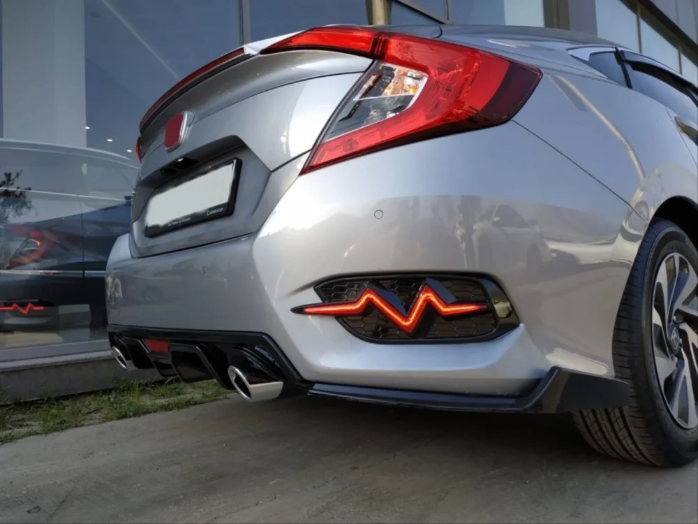 Honda Civic Uyumlu Fc5 2016-2020 Ritim Dizayn Arka Sis Ledi Kırmızı