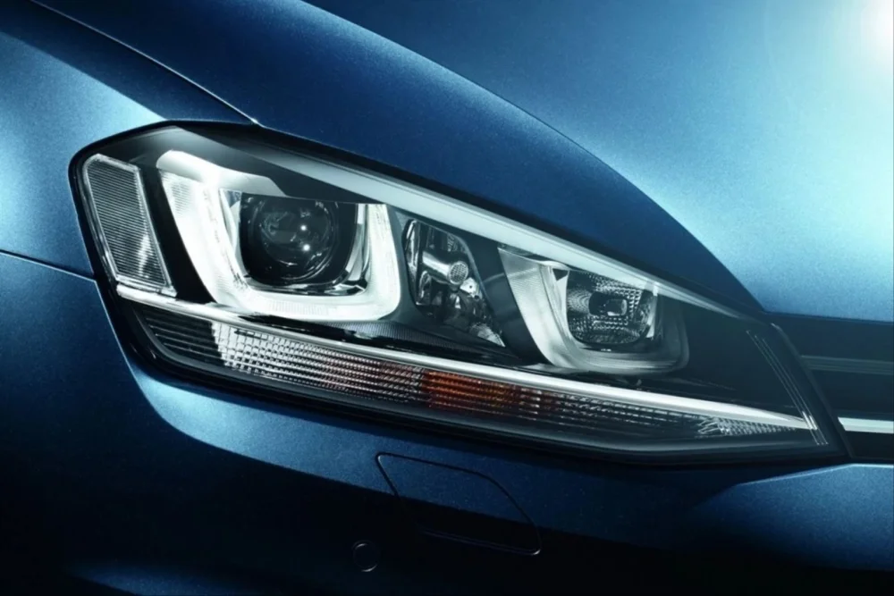 Volkswagen Golf Uyumlu 7Mk7 2012 - 2018 U LED Far Silver Hareketsiz