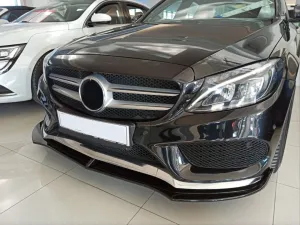 Mercedes W205 Uyumlu 2015-2018 C Serisi Ön Lıp Custom - Piano Black (Parlak Siyah) thumb 4