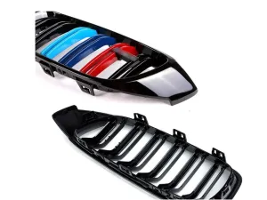 Bmw 4 Uyumlu Serisi F32 2013-2019 M4 Böbrek (Cift Cızgı Panjur) M Renk thumb 2